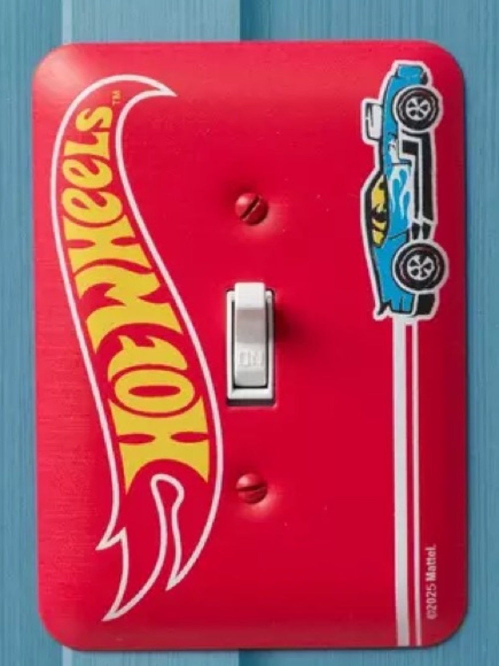 Red Hot Wheels Metal Single Switch Plate